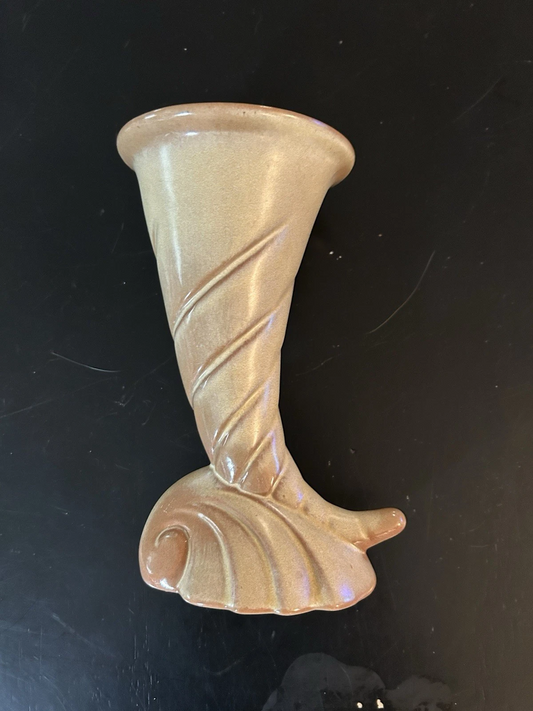 Vintage Frankoma Cornucopia Vase 7.5” – Mid Century Pottery Collectible